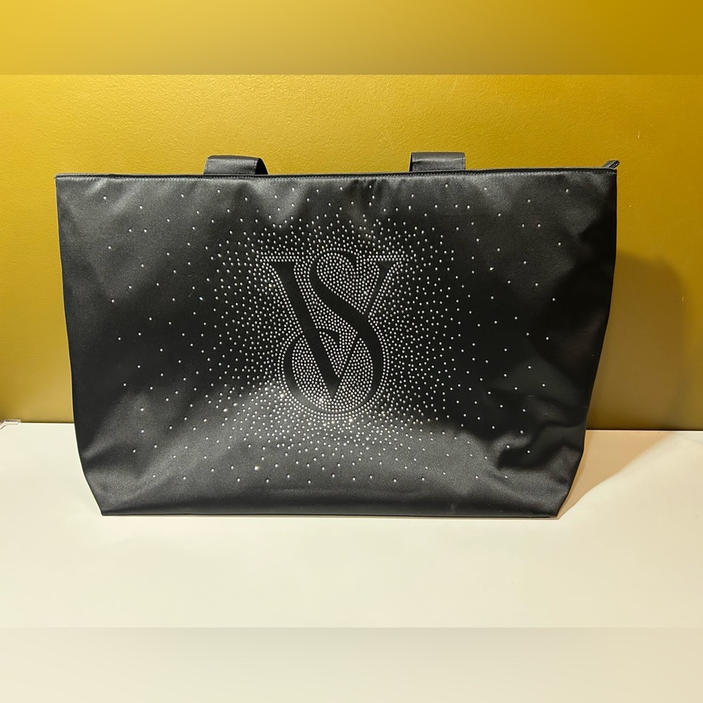 Victoria's Secret Black Embossed Leather Tote NWOT